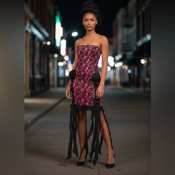 Fashion, nova strapless, lace dress - Picture 1 of 4